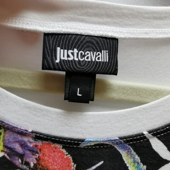 Just Cavalli Summer Postcard Floral Striped Tee T-Shirt - Picture 4 of 8